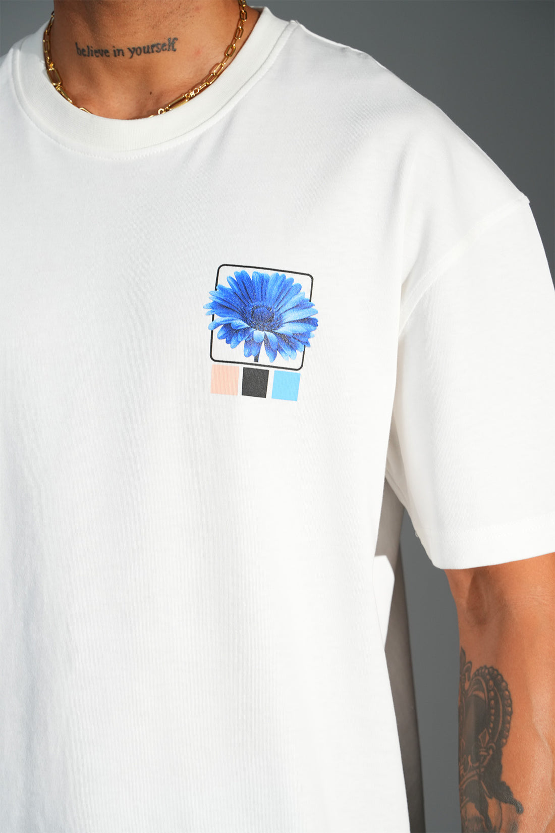 T-shirt Lunettes Flowers Blanc