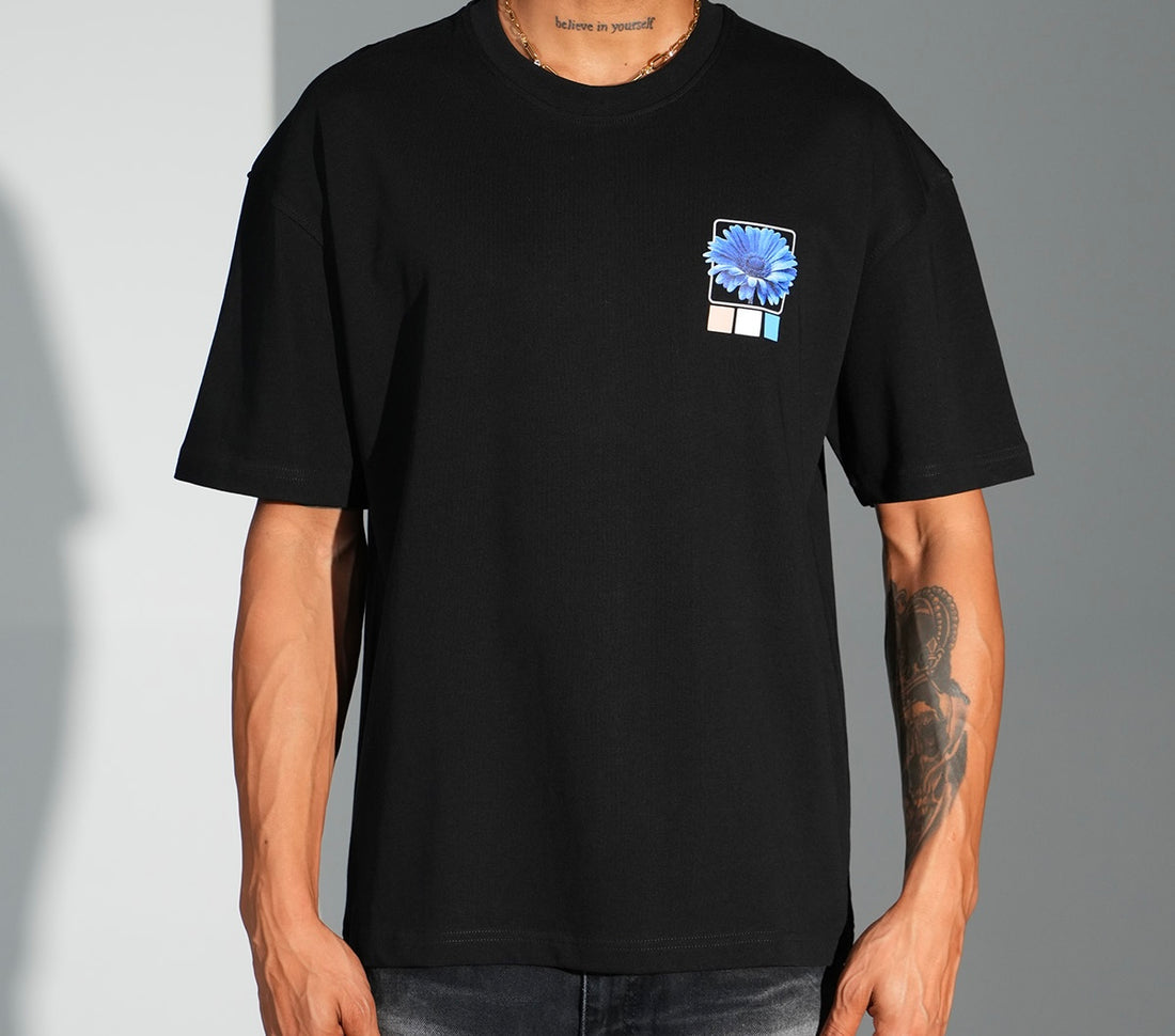 T-shirt Lunettes Flowers Noir