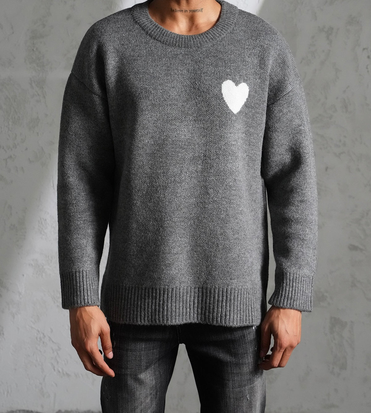 Pull-over Cœur Gris