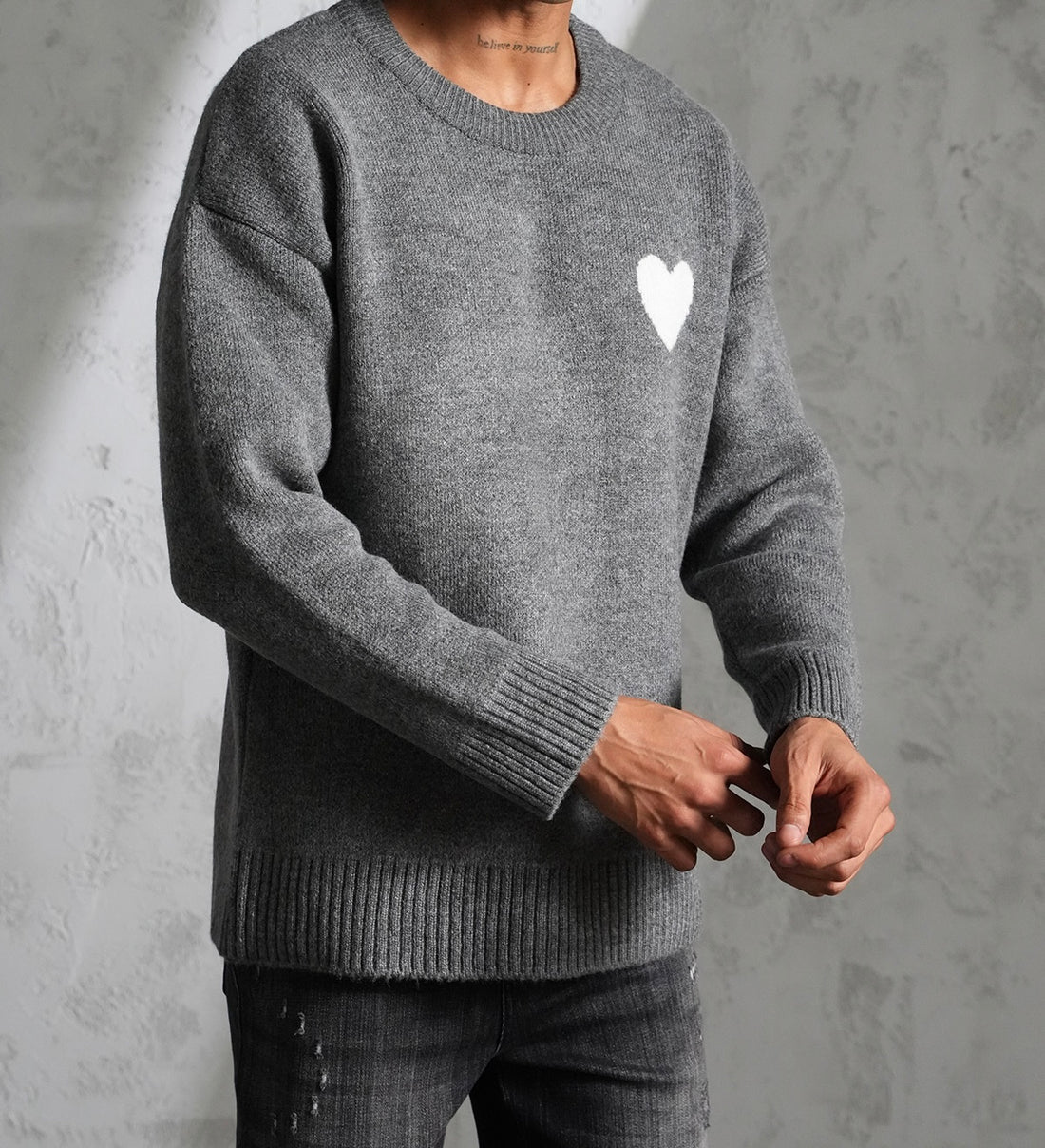 Pull-over Cœur Gris