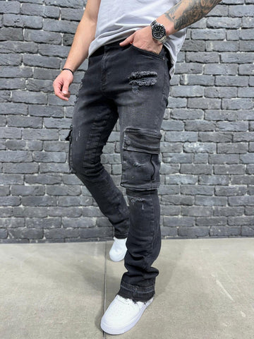 Jeans Cargo Flare Black